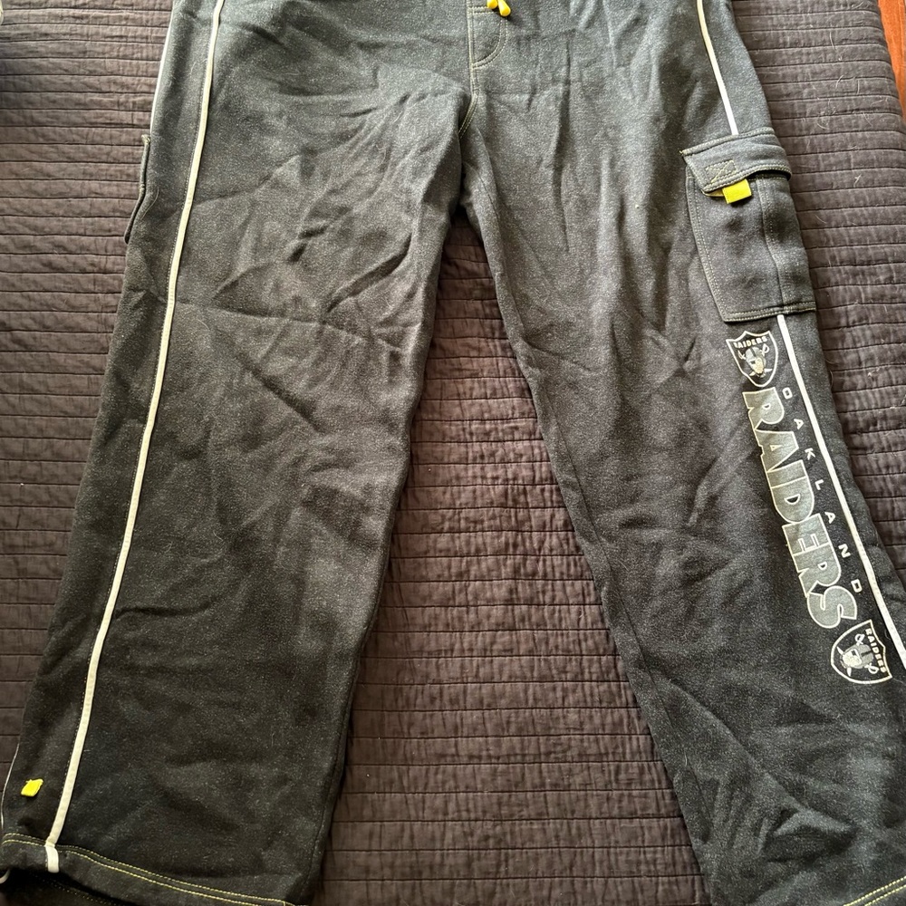 Vintage Oakland Raiders Fleece Joggers XXXL Made In Korea Mono Clothing 90s Y2K